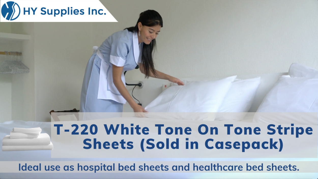 T-220 White Tone On Tone Stripe Sheets (Sold in Casepack)