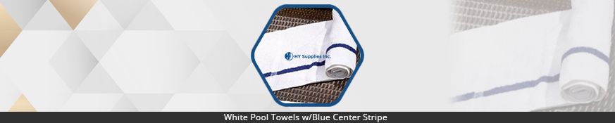 White Pool Towels blue strip
