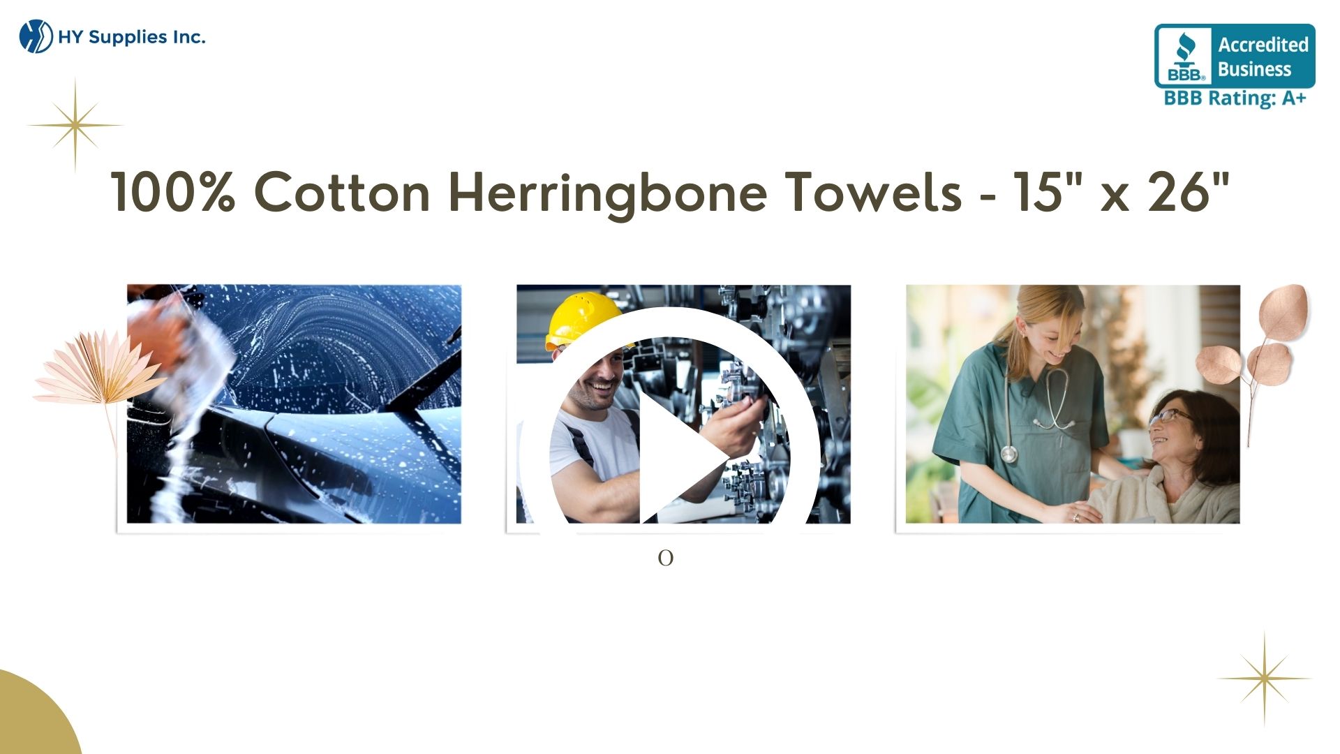 100% Cotton Herringbone Towels - 15" x 26"
