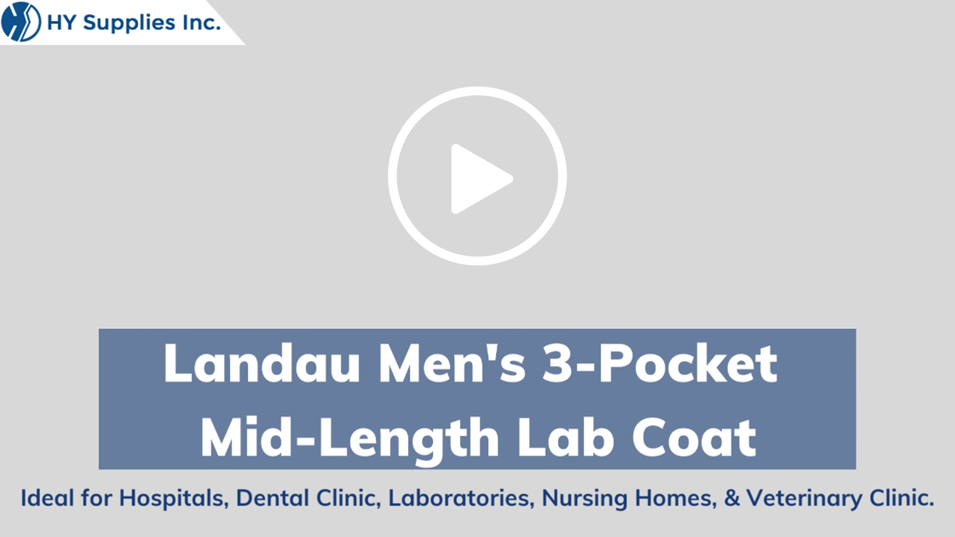 LANDAU MEN'S 3-POCKET MID-LENGTH LAB COAT