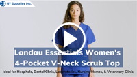 Landau Essentials Women's 4-Pocket V-Neck Scrub Top	