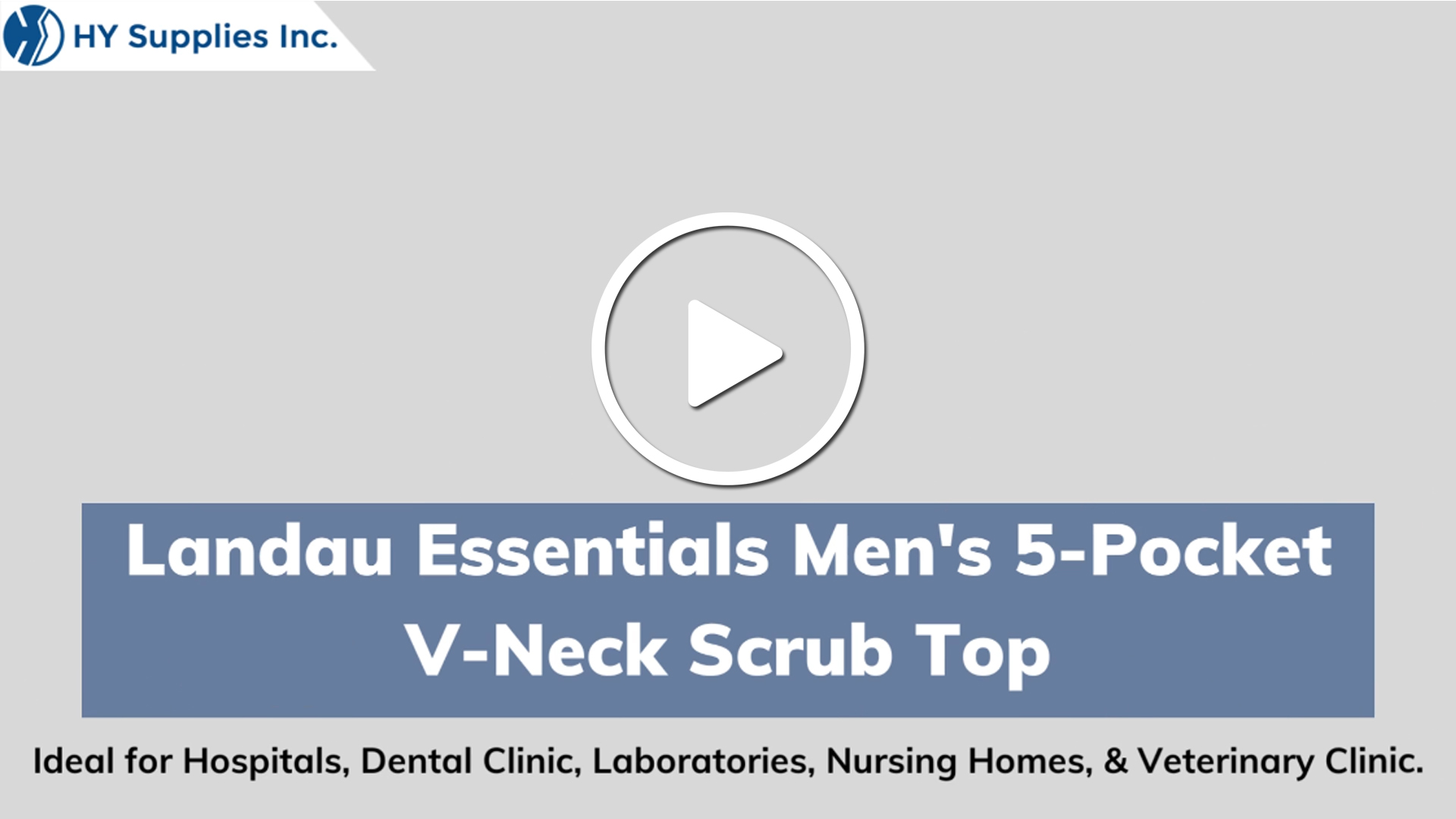Landau Essentials Men's 5-Pocket V-Neck Scrub Top