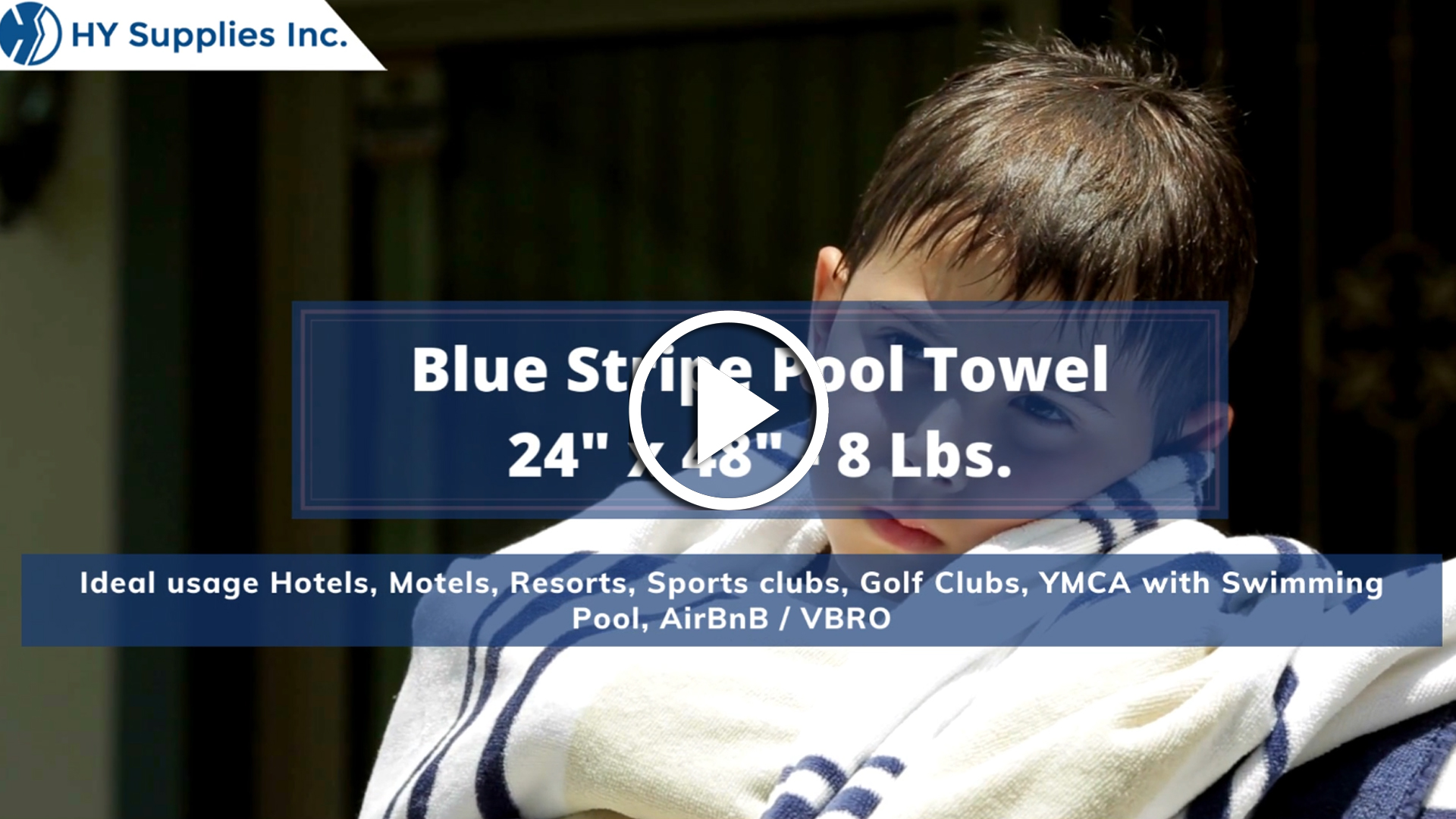 Blue Stripe Pool Towel - 24"" x 48"" - 8 Lbs.