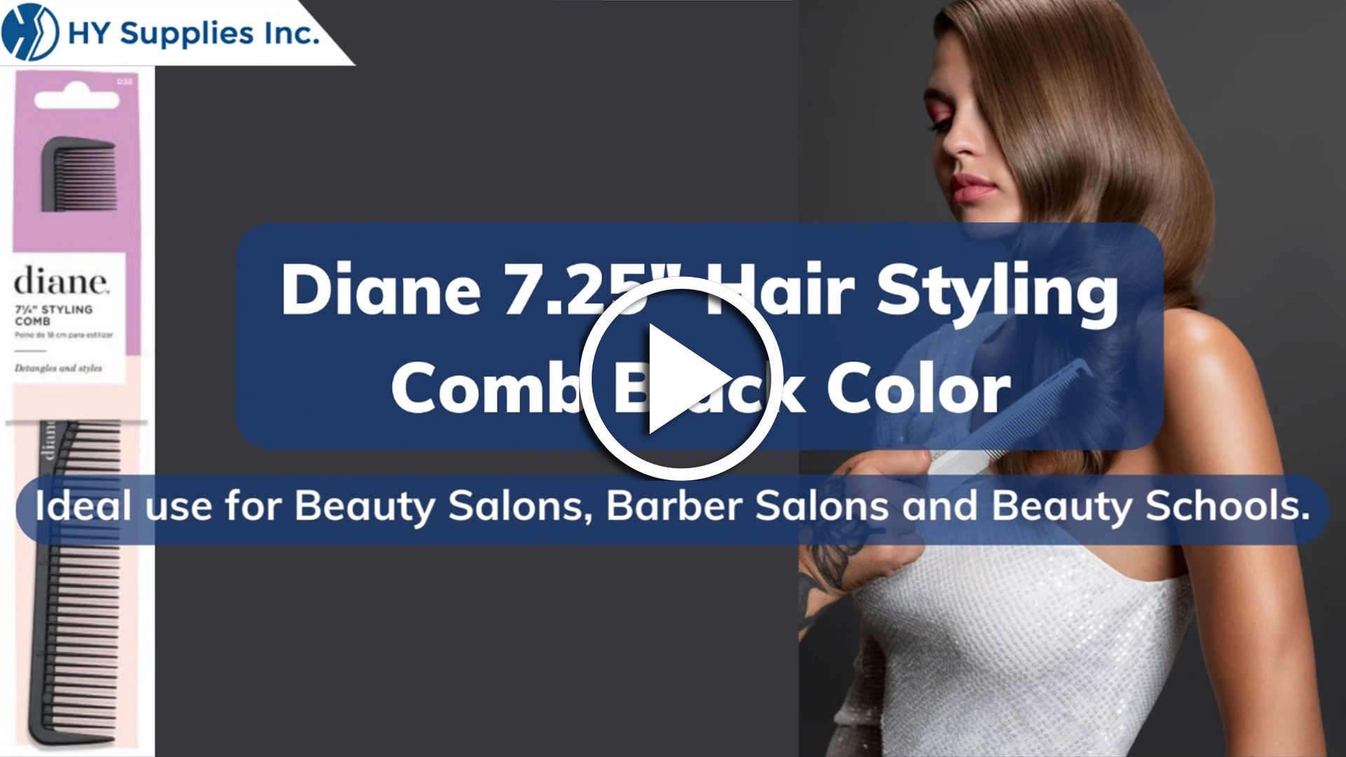 Diane 7.25" Hair Styling Comb Black Color