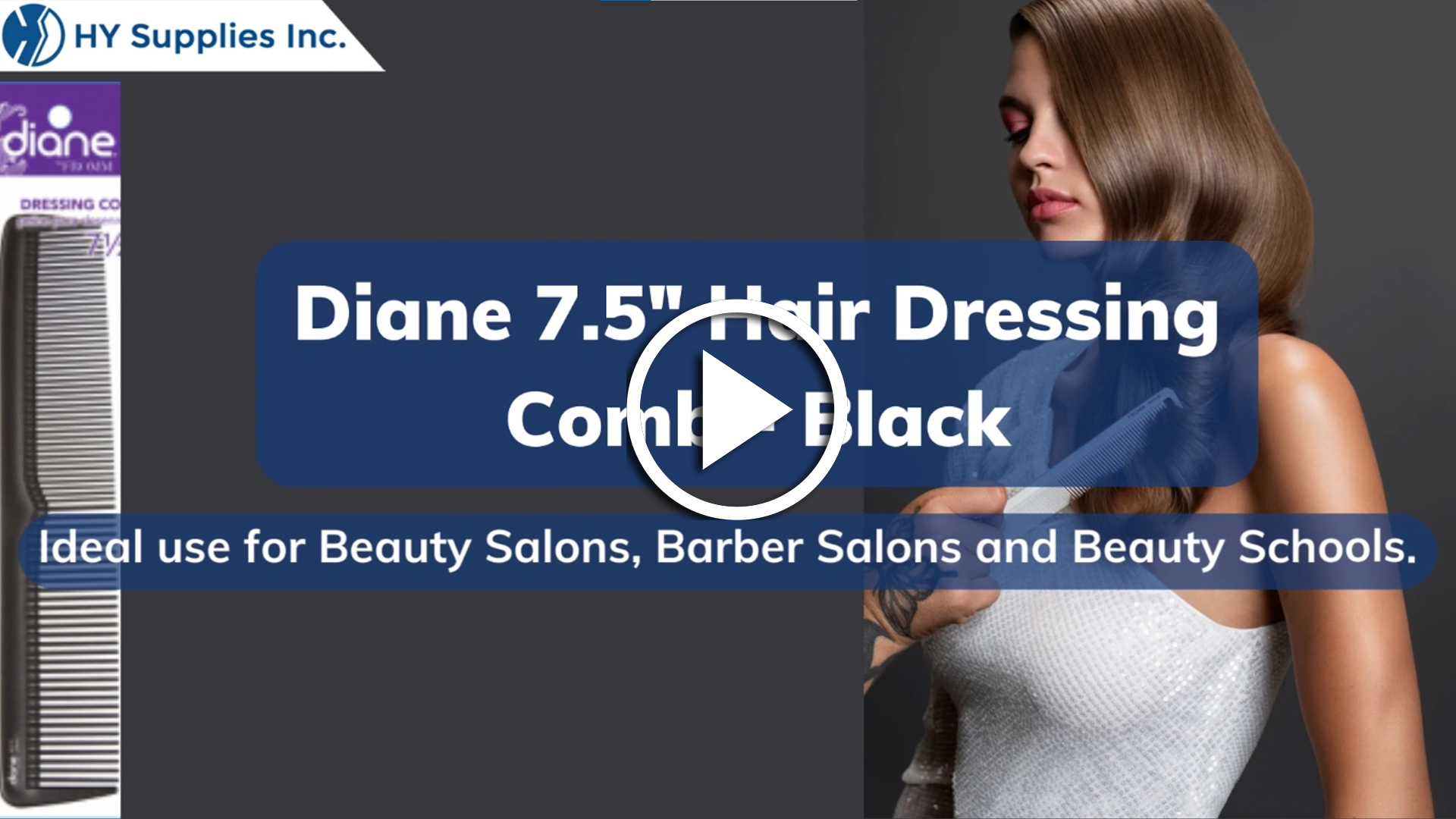 Diane 7.5" Hair Dressing Comb - Black
