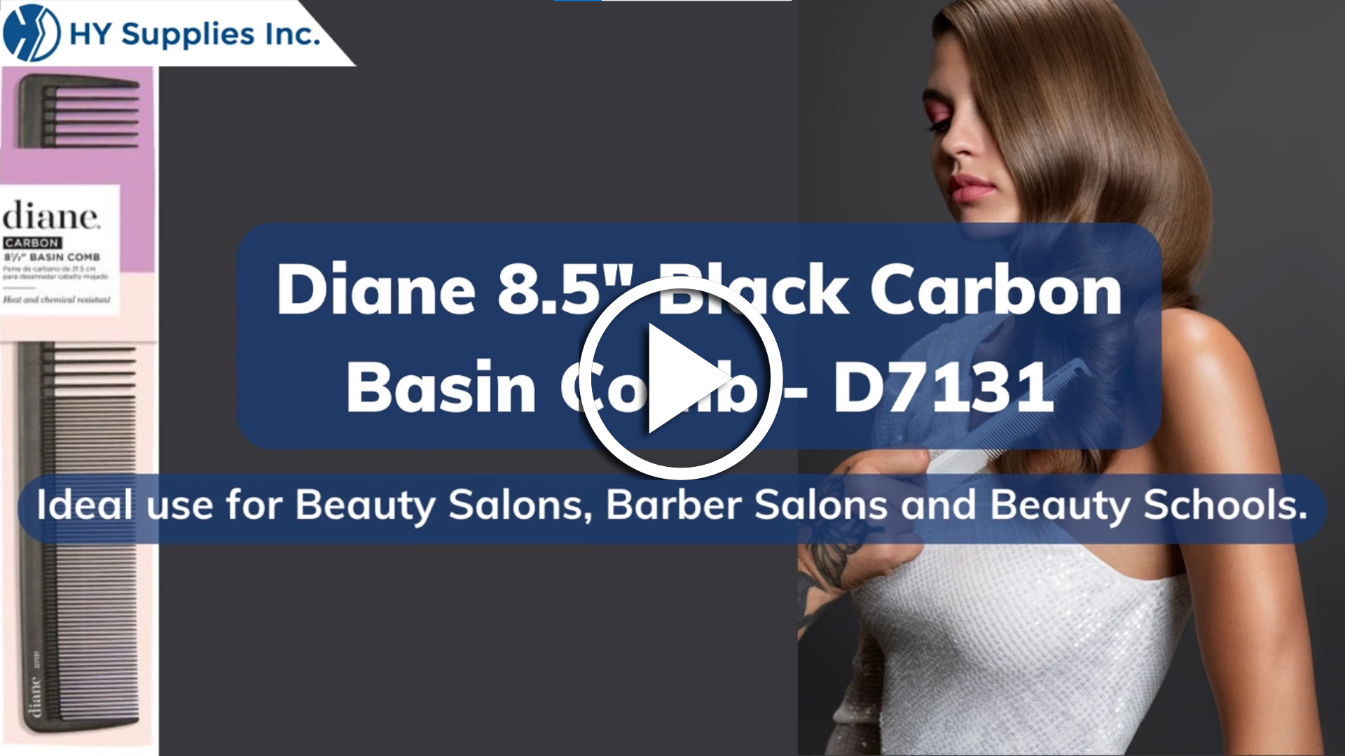 Diane 8.5" Black Carbon Basin Comb - D7131