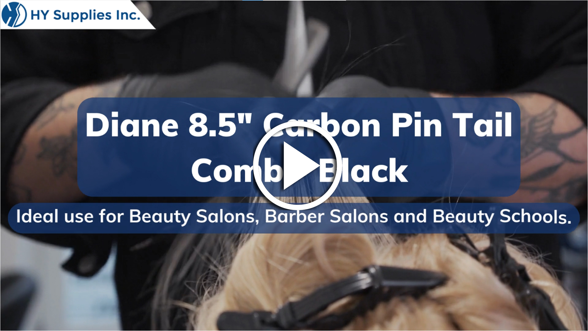 Diane 8.5" Carbon Pin Tail Comb - Black