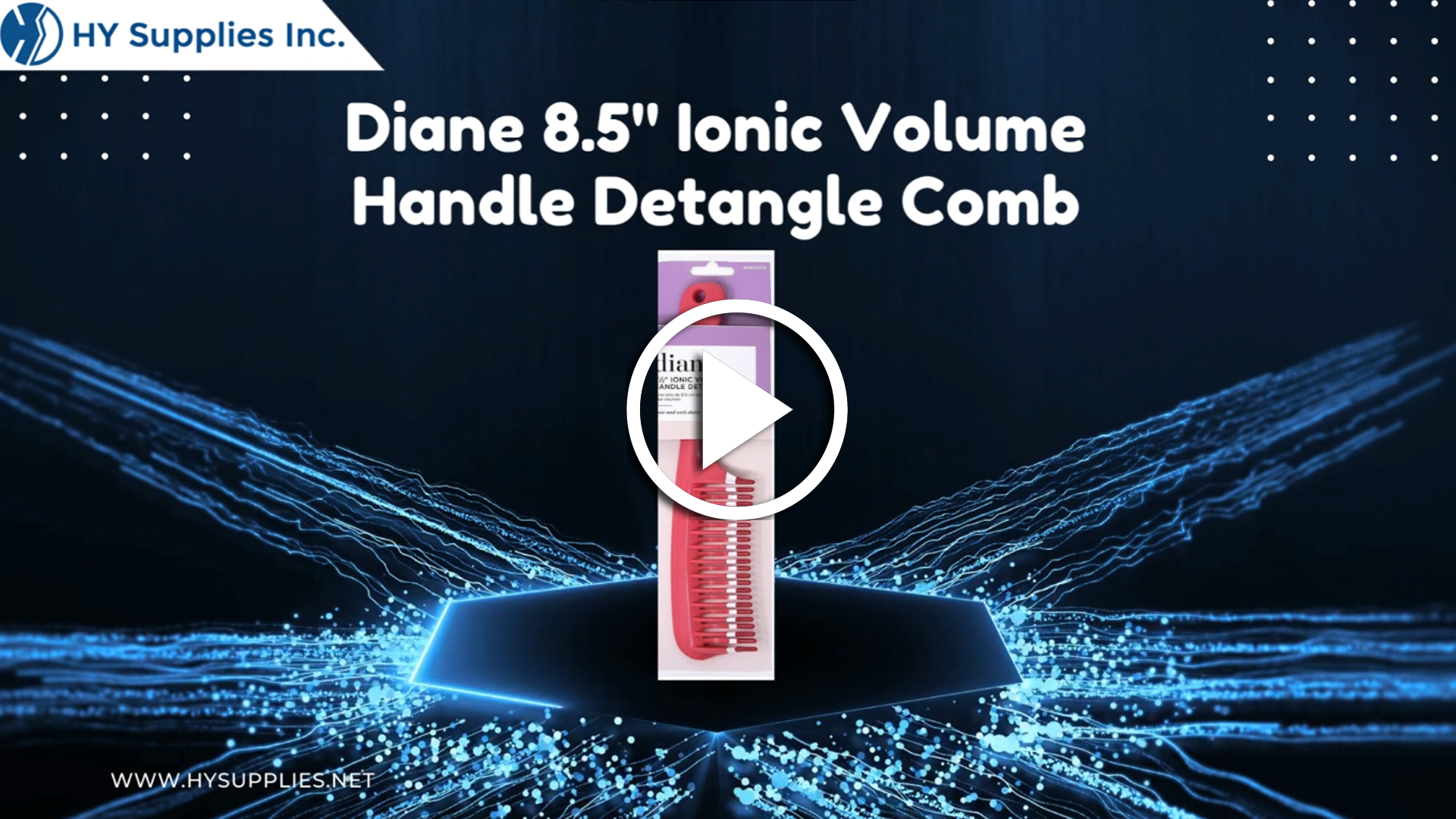 Diane 8.5"Ionic Volume Handle Detangle Comb