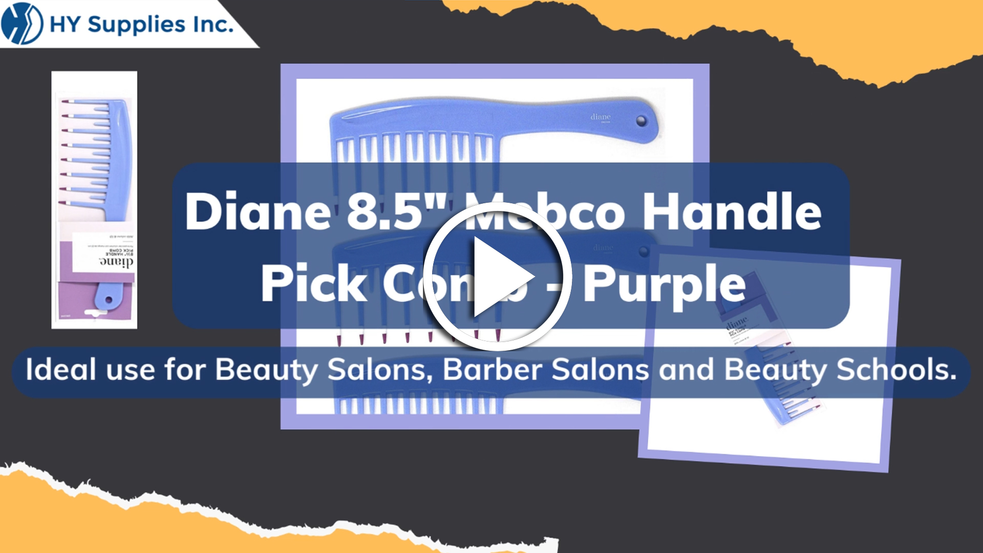 Diane 8.5" Mebco Handle Pick Comb - Purple