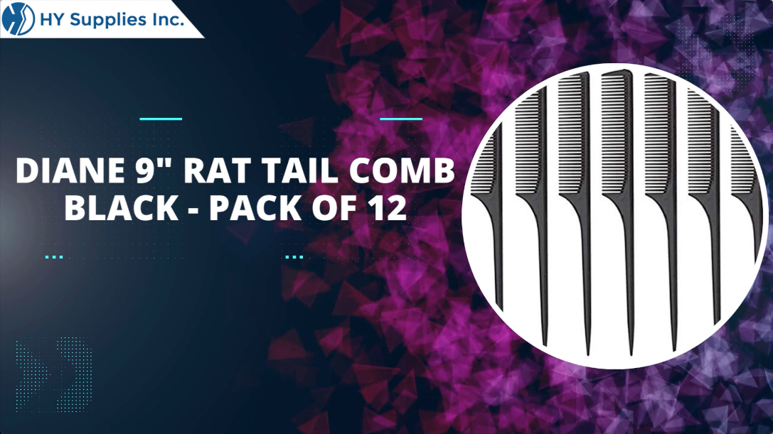 Diane 9" Rat Tail Comb Black - Pack of 12