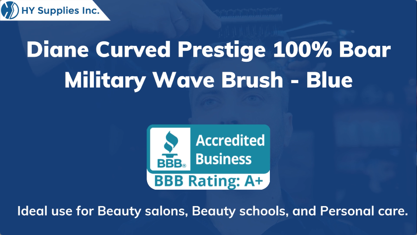 Diane Curved Prestige 100% Boar Military Wave Brush - Blue