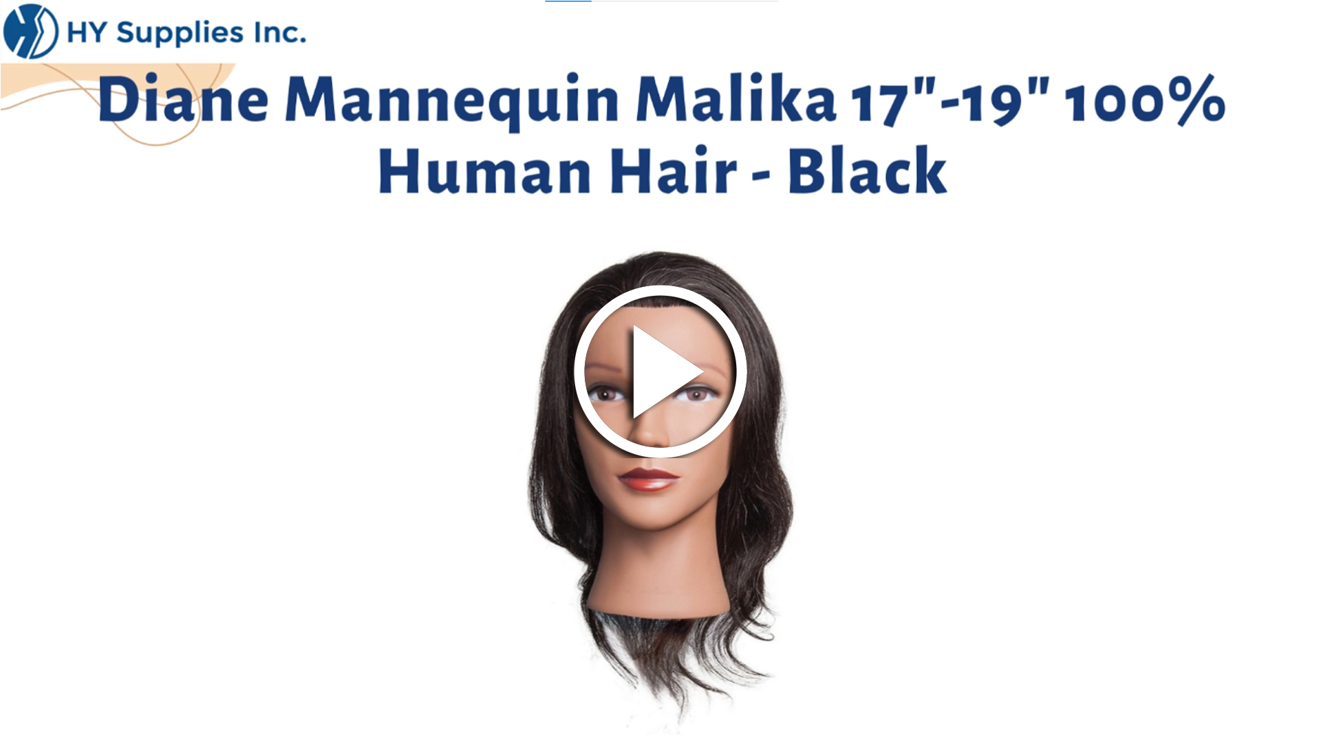 Diane Mannequin Malika 17"-19"100% Human Hair - Black