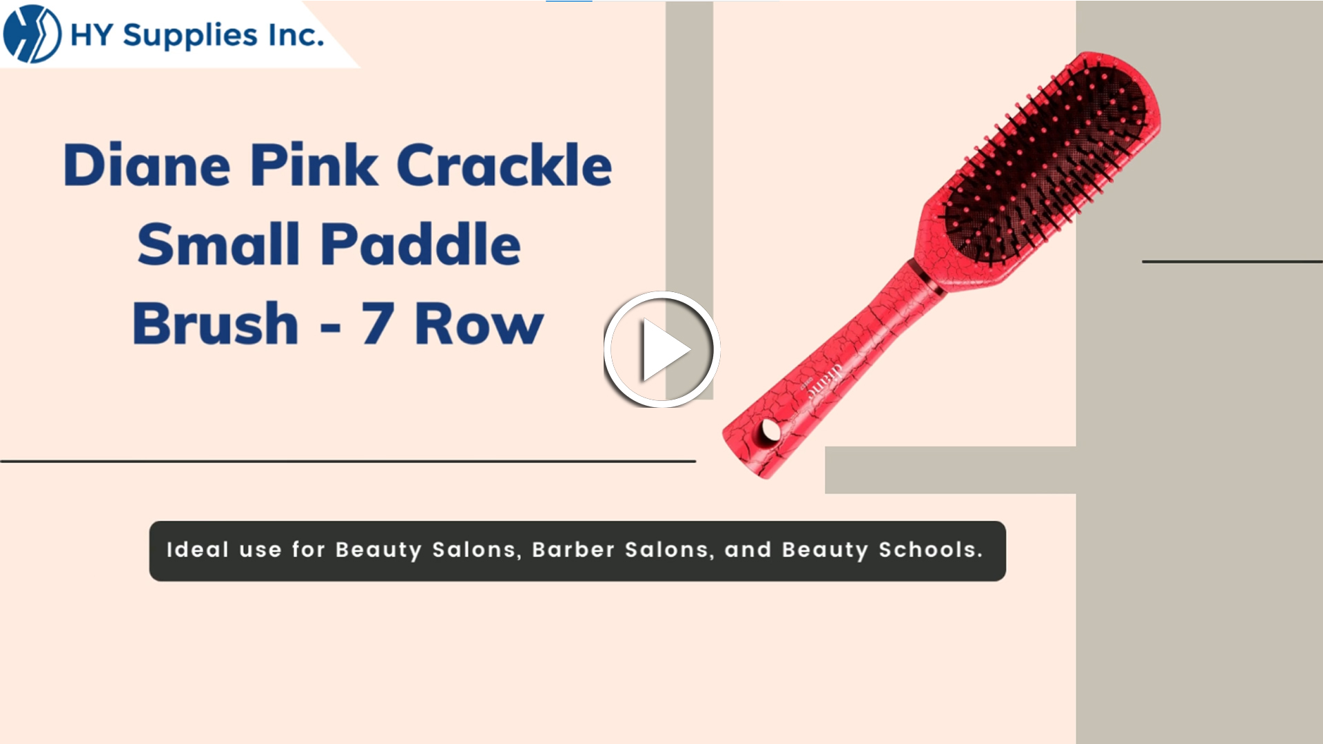 Diane Pink Crackle Small Paddle Brush - 7 Row