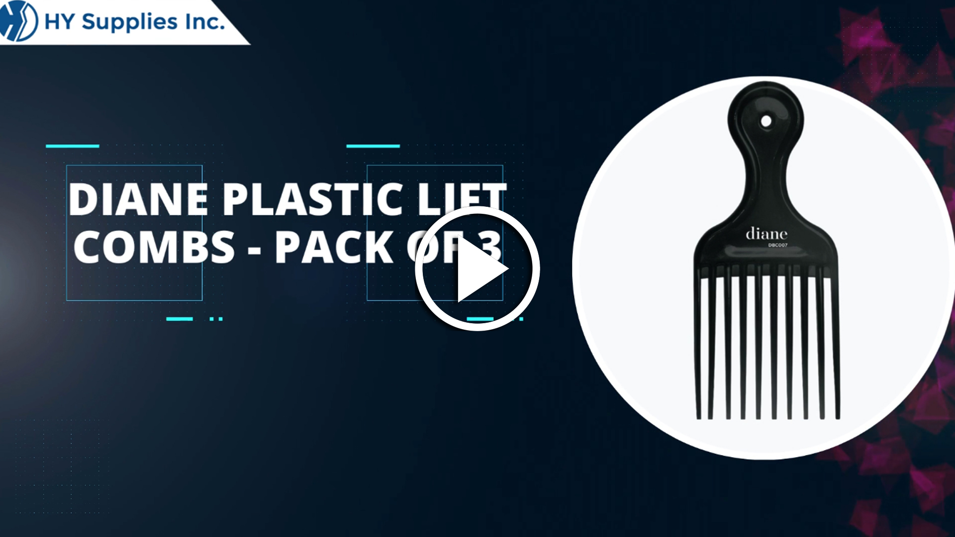 Diane Plastic Lift Combs - Pack of 3