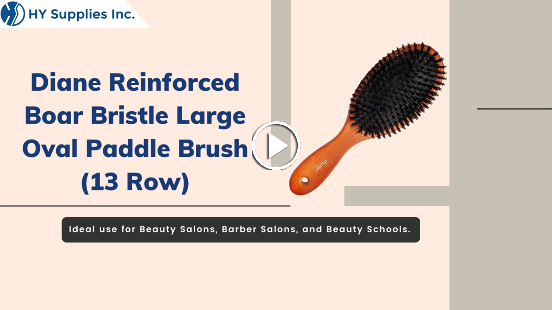 Diane Reinforced Boar Bristle Large Oval Paddle Brush (13 Row)