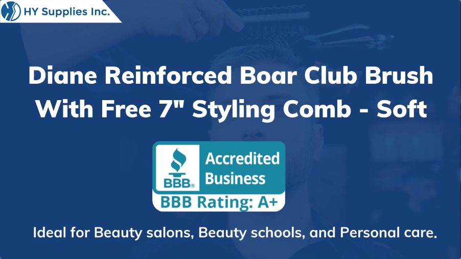 Diane Reinforced Boar Club Brush With Free 7"" Styling Comb - Soft