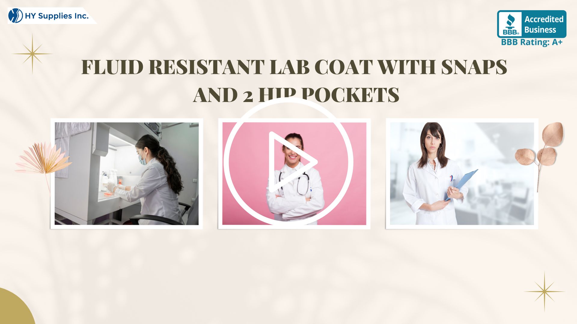 FLUID RESISTANT LAB COAT WITH SNAPS AND 2 HIP POCKETS