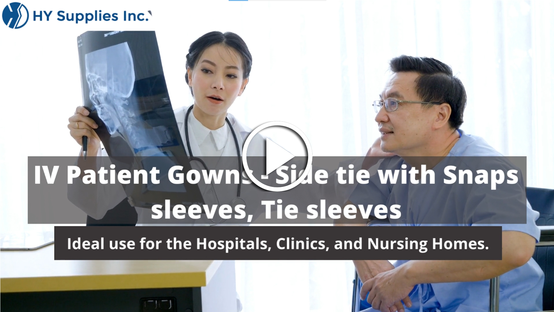 IV Patient Gowns - Side tie with Snaps sleeves, Tie sleeves