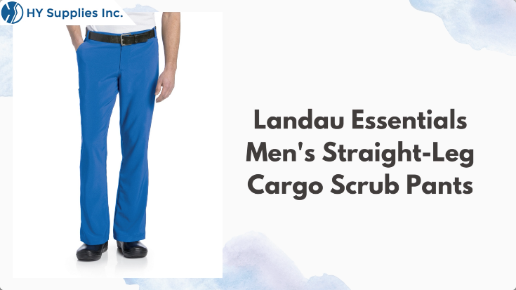 Landau Essentials Mens Straight-Leg Cargo Scrub Pants