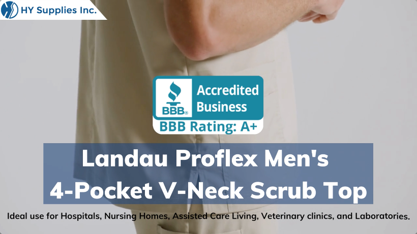 Landau Proflex Mens 4-Pocket V-Neck Scrub Top