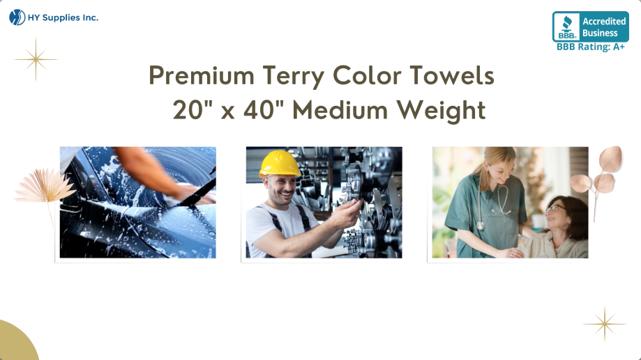 Premium Terry Color Towels - 20"x 40" Medium Weight