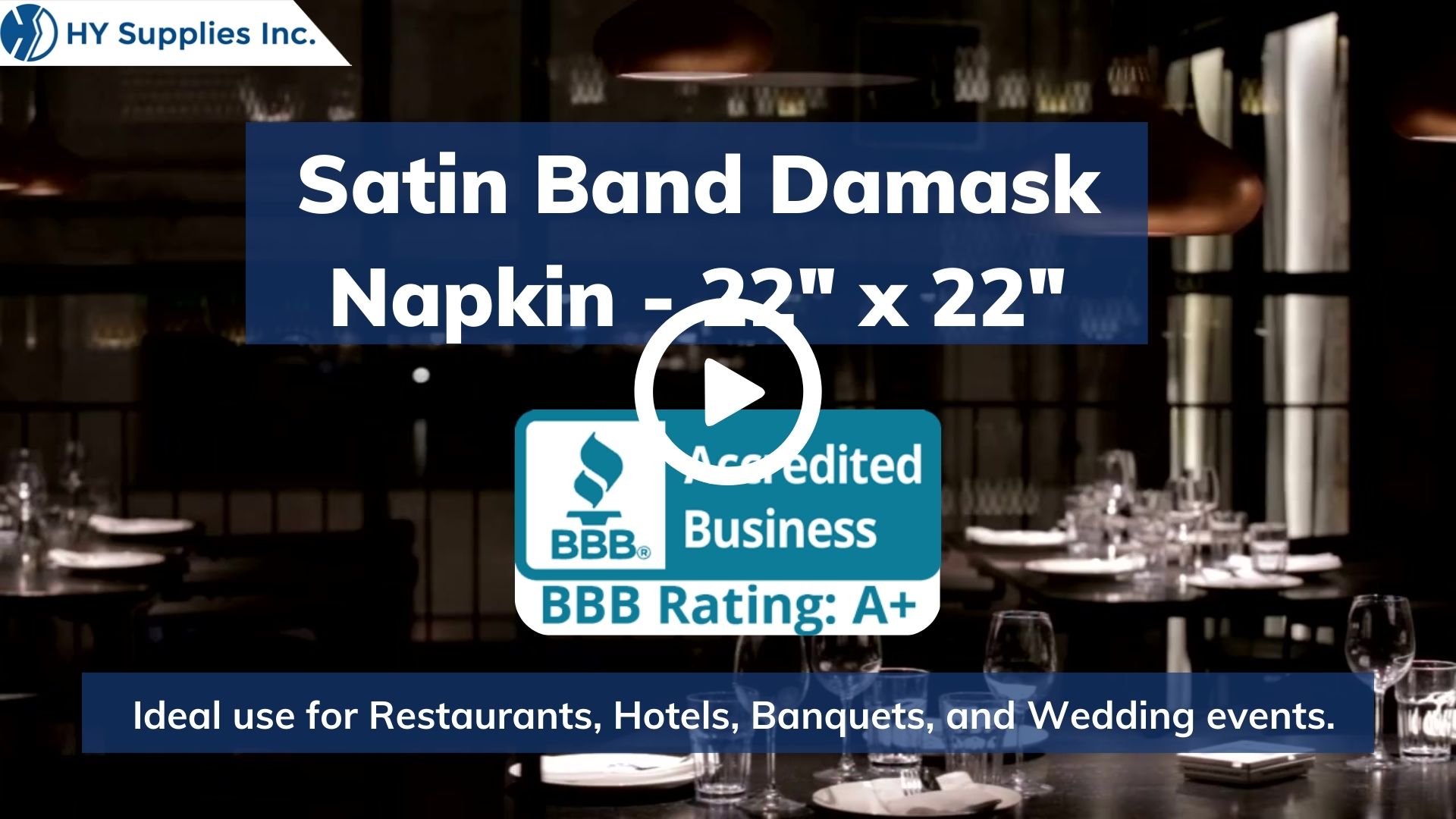Satin Band Damask Napkin - 22"x 22"