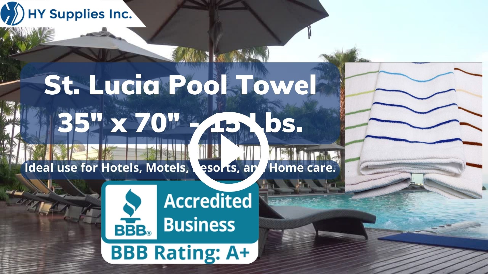 St. Lucia Pool Towel - 35" x 70" - 15 Lbs. 