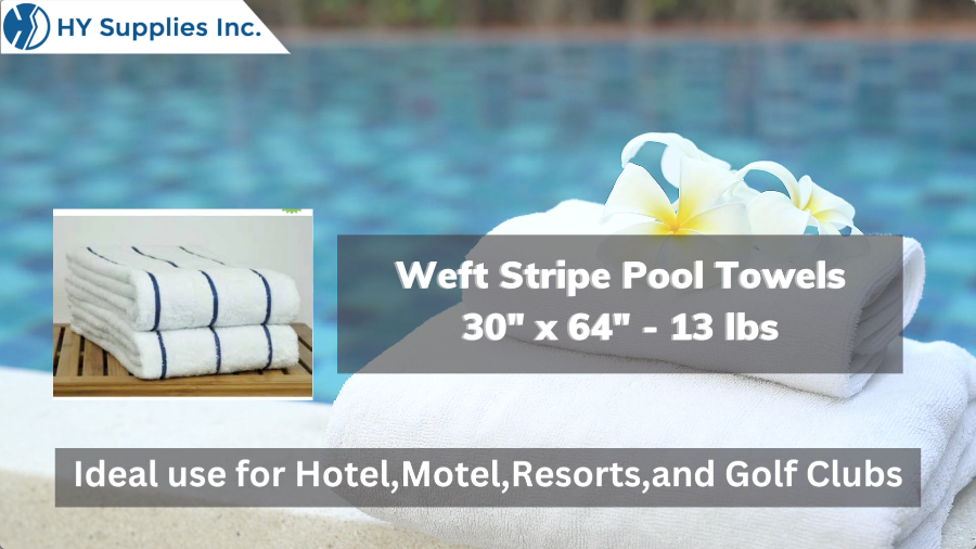Weft Stripe Pool Towels - 30" x 64" - 13 lbs (Price/24 Pieces)
