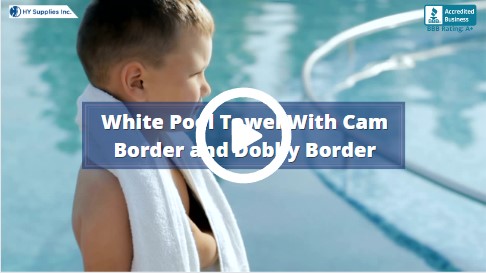 White Pool Towel With Cam Border and Dobby Border