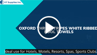 Ribbed White Pool Towels w/ Three Stripes - 30" x 60" - 9 Lbs 