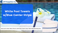 White with Blue Center Stripe  Pool Towel
