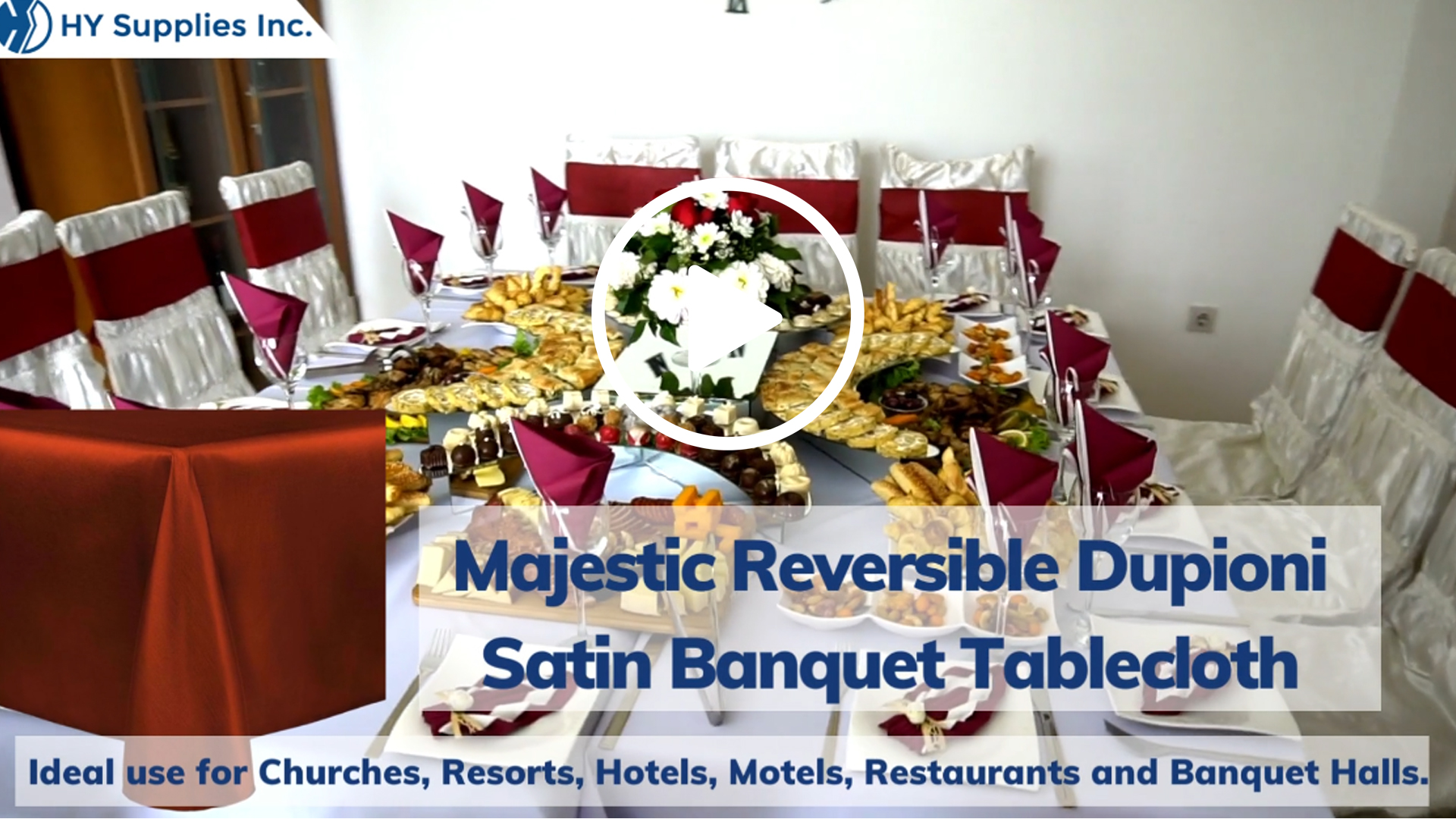 Majestic Reversible Dupioni-Satin Banquet Tablecloth