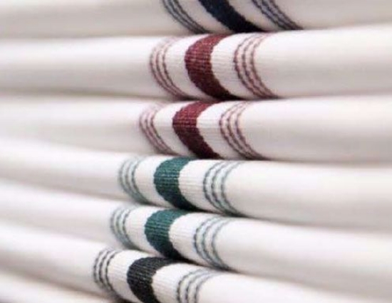 Luxenap White Woven Cloth Bistro Napkin - Red Stripe - 18 1/2 inch x 22 3/4 inch - 10 Count Box