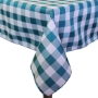 Poly Check Square Tablecloth - Teal White