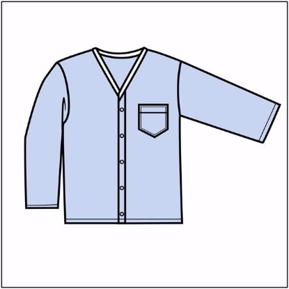 Blue Pajama Shirts Long Sleeve w/ Snaps 