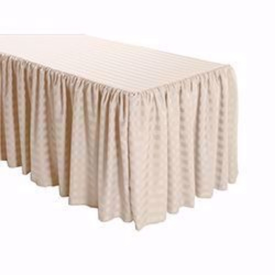 Poly Stripe Shirred Table Skirts, Wholesale 