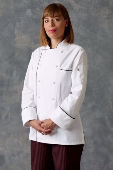 White, Lia Chef Coats for Women, 65/35 poly cot.,