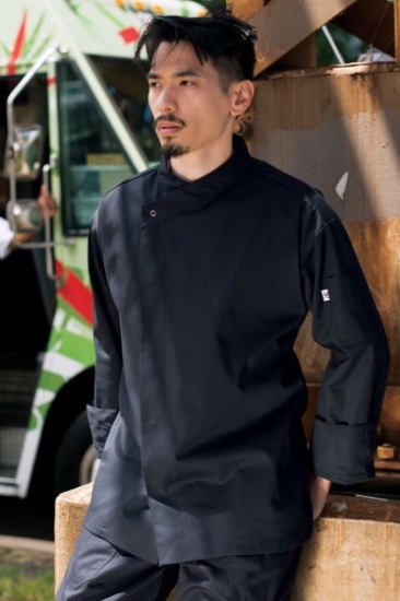 Black, Santorini Chef Coat, 65/35 poly cot.,
