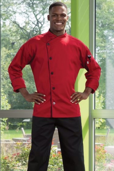 Red, Bulk Panama Chef Coats, 65/35 poly cot.,