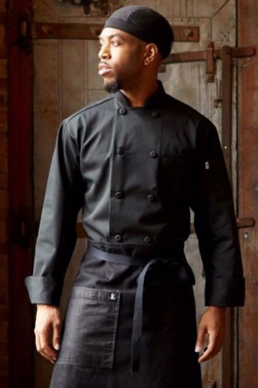 Black, Wholesale Lapaz Chef Coat, 65/35 poly cot.,