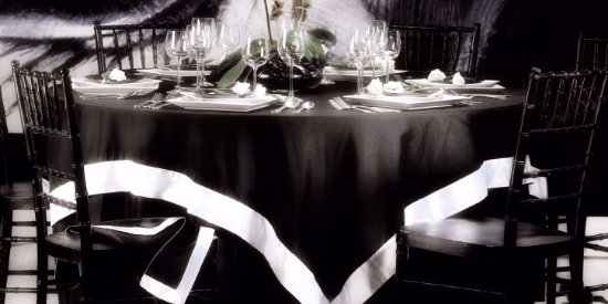 Sheer Elegance Satin Trim Round Tablecloth