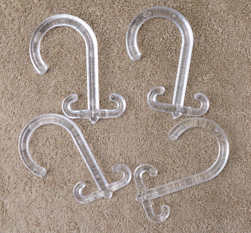 White & Beige Plastic Double Open Ends Shower Curtain Hooks