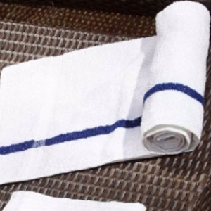 White and Blue Center Stripe Beach Towels 