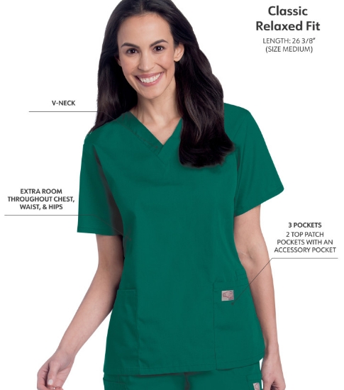 Womens 3-Pocket V-Neck Scrub Top