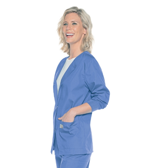 Landau Women's Snap Front Warm-up Scrub Jacket