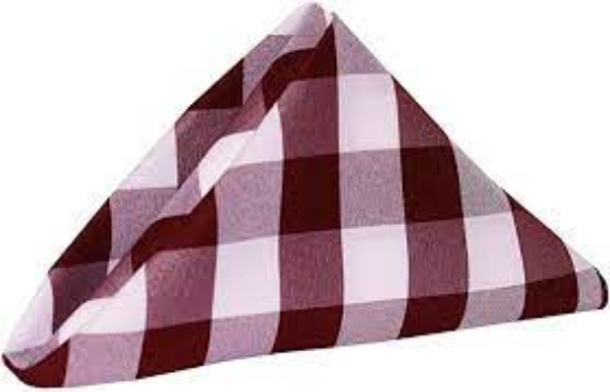 Poly Checked Napkins - Burgundy  White