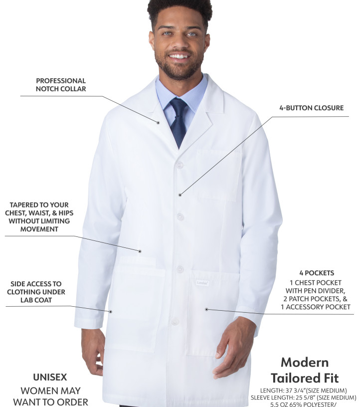 Wholesale Unisex mid Length Lab Coats Four-Button & 4-Pocket