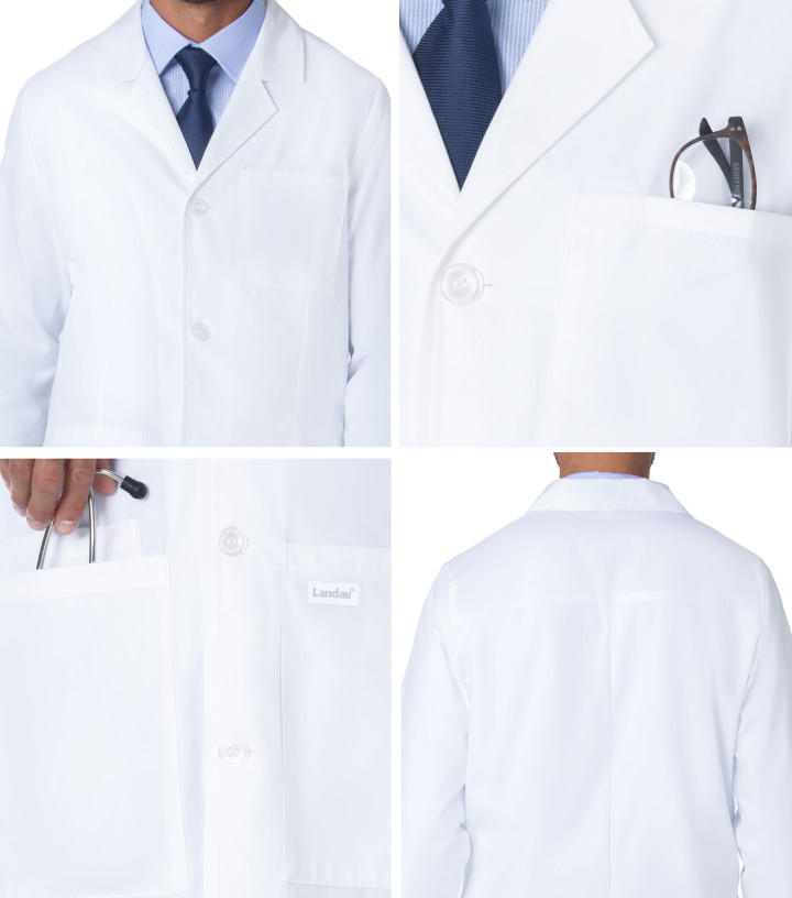 Wholesale Unisex mid Length Lab Coats Four-Button & 4-Pocket
