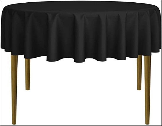 Black  Poly Stripe Round Table Cloth