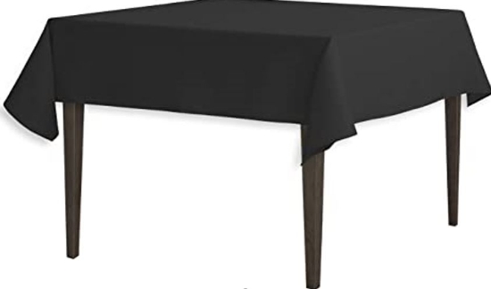 Black  Spun Polyester Square Table Cloth